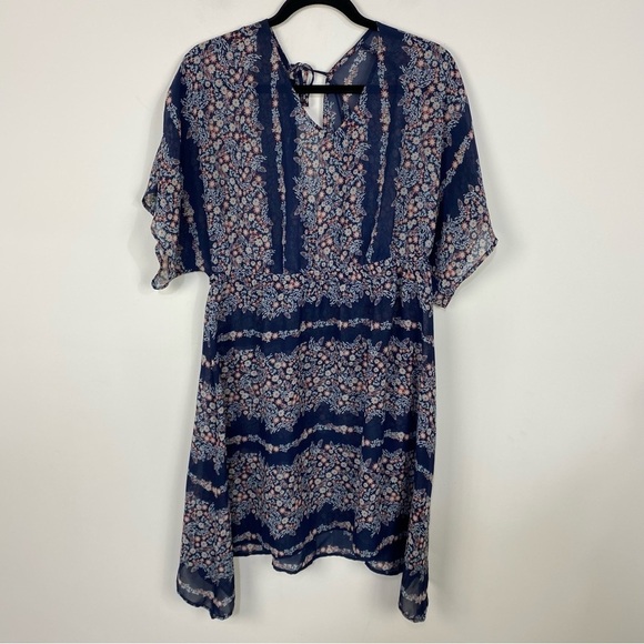 Maurices navy floral sheer swimsuit coverup summer resort - Picture 1 of 3